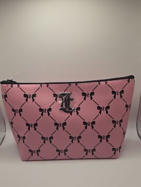 Juicy Couture Pink and Black Bow Pattern Cosmetic Bag